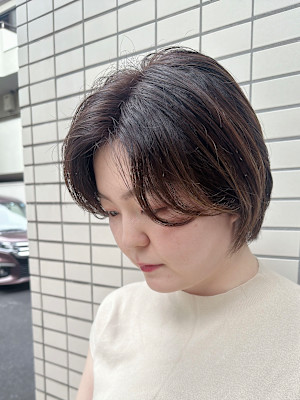 王道ショートカット/丸みショートカット/ベージュカラーカット