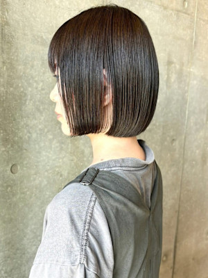 ヘルシーボブ　丸みボブ　ツヤ髪　髪質改善　ぱつっとボブ