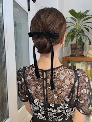 大人シニヨンヘアセット/リボンアレンジ/お呼ばれヘアセット