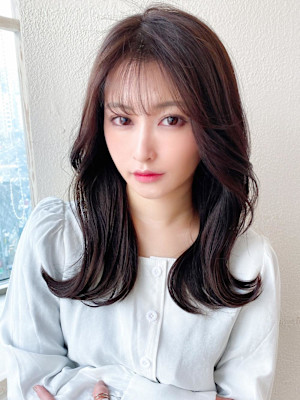 韓国ヘア/レイヤーカット/前髪あり/20代30代/ネビージュ