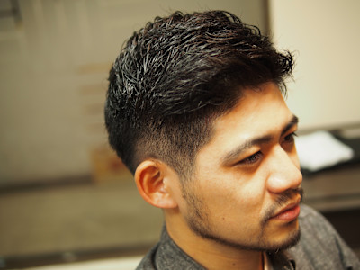 アップバング×テーパーフェード