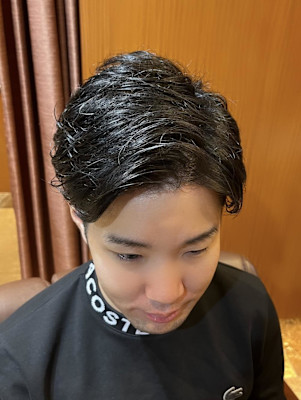 銀座　理容室　メンズカット　毛流れパーマ