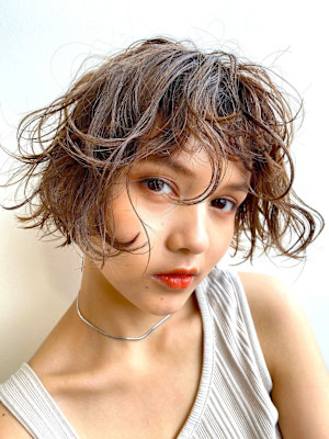 crumpled wave curl bob　＃５