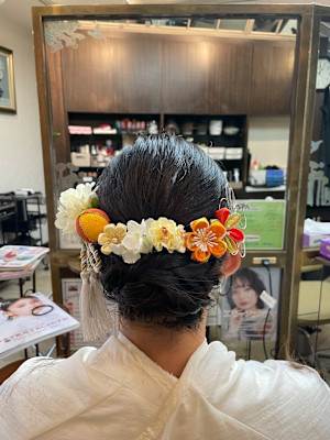 編み込みシニヨン