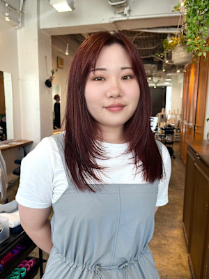 黒髪/グレーベージュ/ボブ/レイヤー/前髪カット/髪質改善