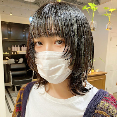 【SATOSHI】暗髪×デザインカラー×ウルフカット