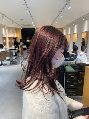 ロングレイヤー×ピンクベージュ