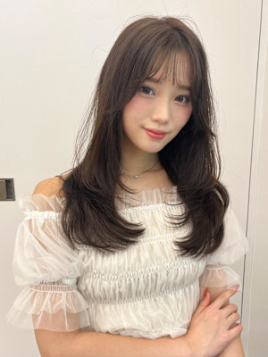 大人可愛い大人美人ふんわりカール小顔カットショコラアッシュ