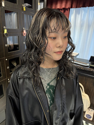 パーマ巻き/ポイントハイライト/デザインカラー