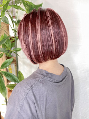 ボブのピンクハイライト【飯田淳平】Re:ta Hair