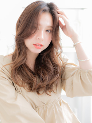 かきあげ前髪外国人風オンブレレイヤーロング　韓国風巻き