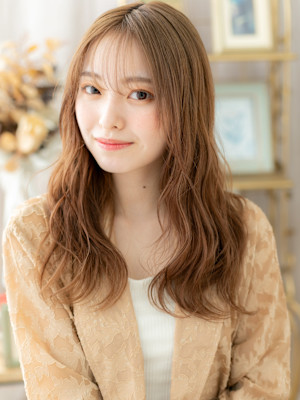 波巻きウェーブ大人ガーリーフェミニンロング　韓国風巻き