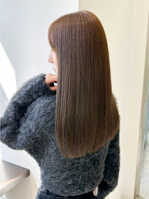 ★縮毛矯正ロング♪コスメストレート髪質改善ココアベージュ