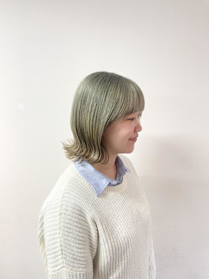 ボブ/ハイトーンボブ/ミントカラー/オリーブ