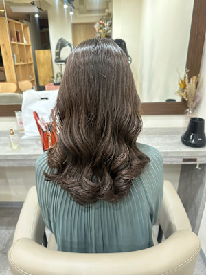 コテ巻き風パーマ/小顔カット/韓国風ヘア/レイヤーカット