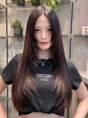 韓国レイヤーカット美髪縮毛矯正ワンレン髪質改善顔周り前小顔