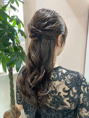 ヘアアレンジ/ハーフアップ/お呼ばれヘア/ヘアセ結婚式