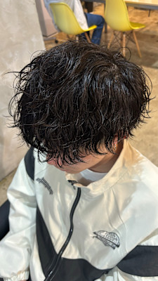 メンズツーブロックカットツイストスパイラル波巻きパーマ