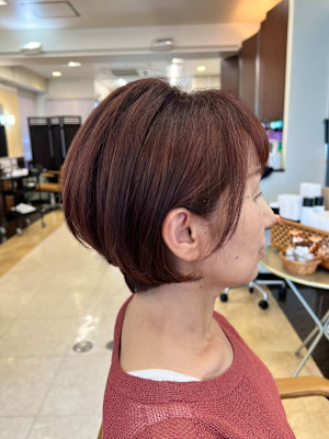 40代50代乾かして楽ちん大人ショート根元パーマ髪質改善