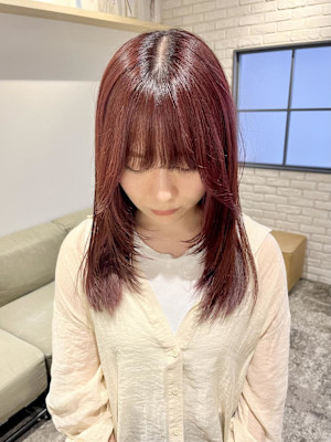 黒髪/ボブルフ/ネビージュ/小顔/ワンレン/仙台/髪質改善/