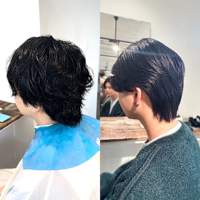 曲がる縮毛矯正メンズストレートへア