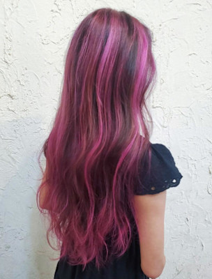 【Flor_戸塚】３Dカラー/メッシュ+ピンク×バイオレット