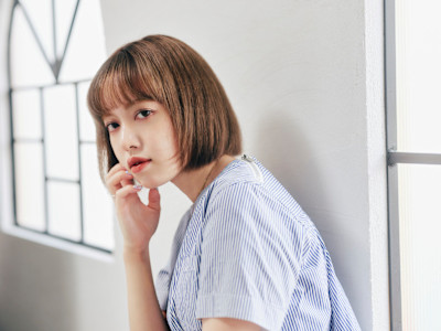 黒髪/ボブルフ/ネビージュ/小顔/ワンレン/前髪/髪質改善/