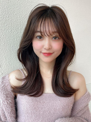 韓国ヘア/レイヤーカット/前髪あり/20代30代/ネビージュ