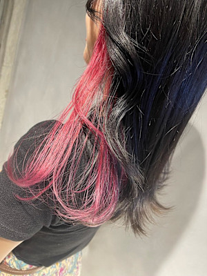 イヤリングカラー/インナーカラー/ピンク/ダブルカラー