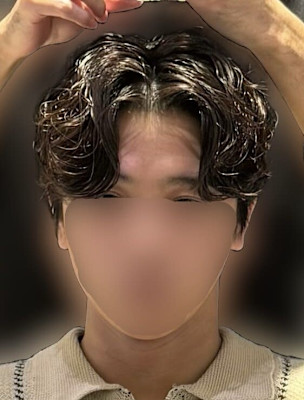 韓国ヘア センターパート シャドウパーマ メンズ 表参道