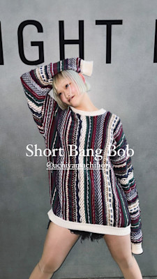 ショートボブ/ハイトーンボブ/オン眉