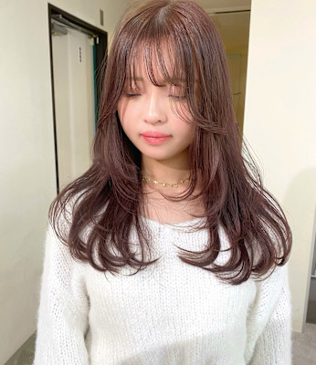 ブリーチなしダブルカラー.レイヤーカット.顔まわりカット