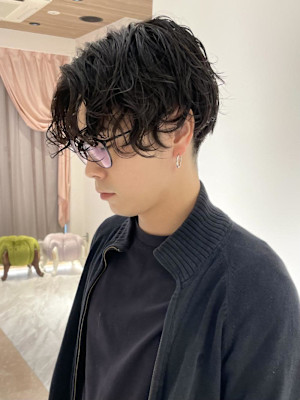 メンズミディアムパーマ/スパイラルパーマ/20代30代