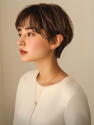 ベリーショート　マッシュショート　シースルーバング