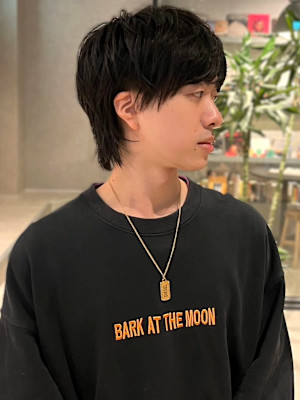 マッシュウルフ　ダークカラー　メンズカット　メンズマッシュ