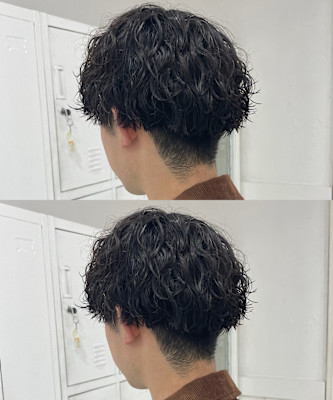 重ためマッシュに波巻きパーマ