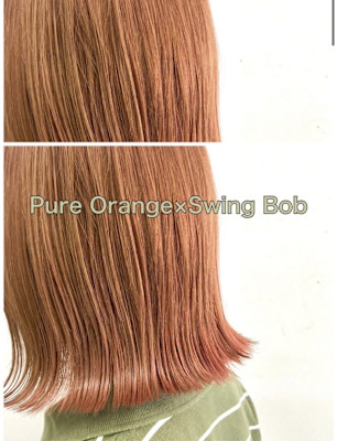 ピュアオレンジ　外はねボブ　韓国風　8