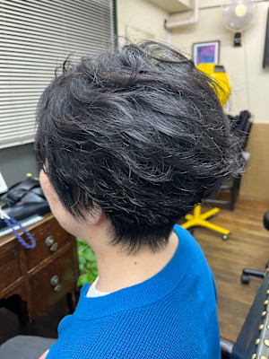 グラディーションショートボブ=パーマ