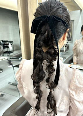 ヘアセット/ゆるふわ/あみおろしポニー/ツインアレンジ