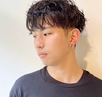 メンズツーブロック×スパイラルパーマ