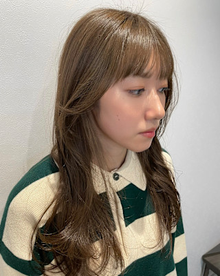 【井上】韓国風レイヤーフェイスレイヤーブラウンベージュグレー