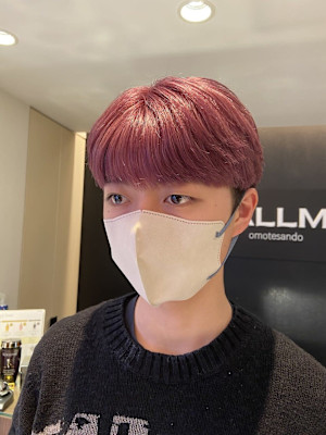 韓国ヘア ミニマッシュ ピンクアッシュ ブリーチ メンズ 