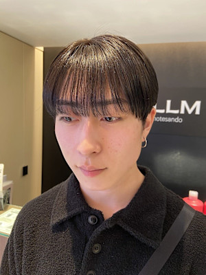 韓国ヘア シースルーマッシュ メタリックブラック メンズ 