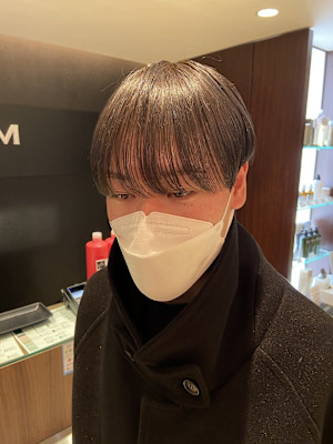 韓国ヘア シースルーマッシュ スモーキーアッシュ メンズ 