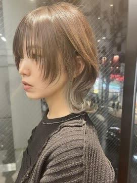 インナーカラー×ウルフ　ボブウルフ　ウルフカット