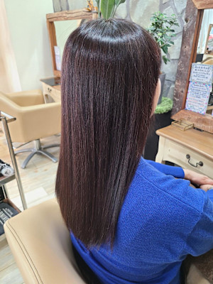 メテオストレート×ピンクブラウン白髪染め