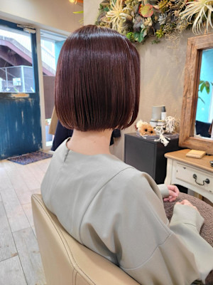 ボブ×メテオカラーピンクベージュ白髪染め