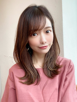 韓国ヘア/レイヤーカット/前髪あり/20代30代/ネビージュ