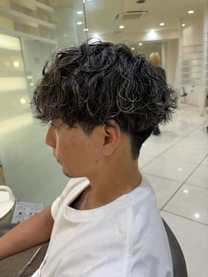 【メンズ】ハイライト×波巻きパーマ