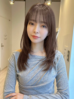 韓国風/セミロング/顔周りカット/レイヤー/透明感カラー